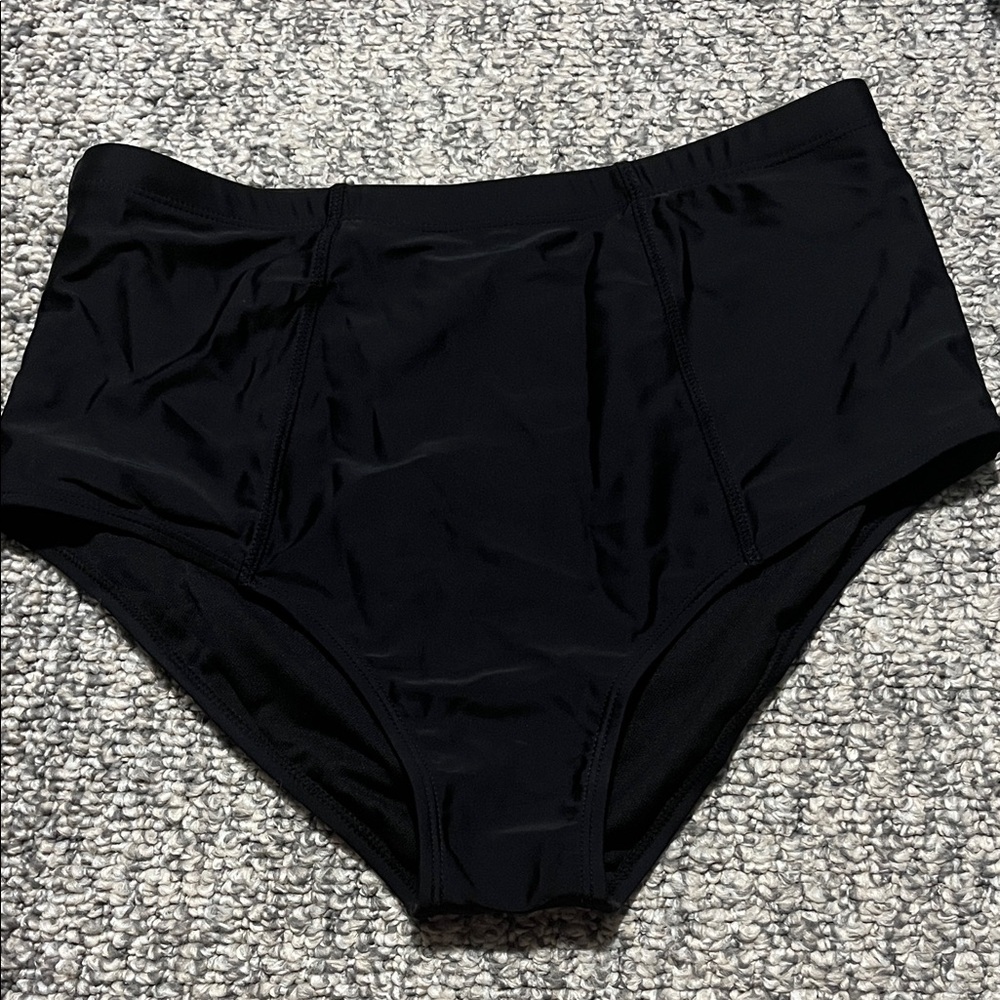 Black High-Waisted Swim Bottoms